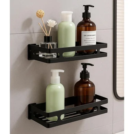 2 رفوف حمام حائطية أنيقة للتخزين