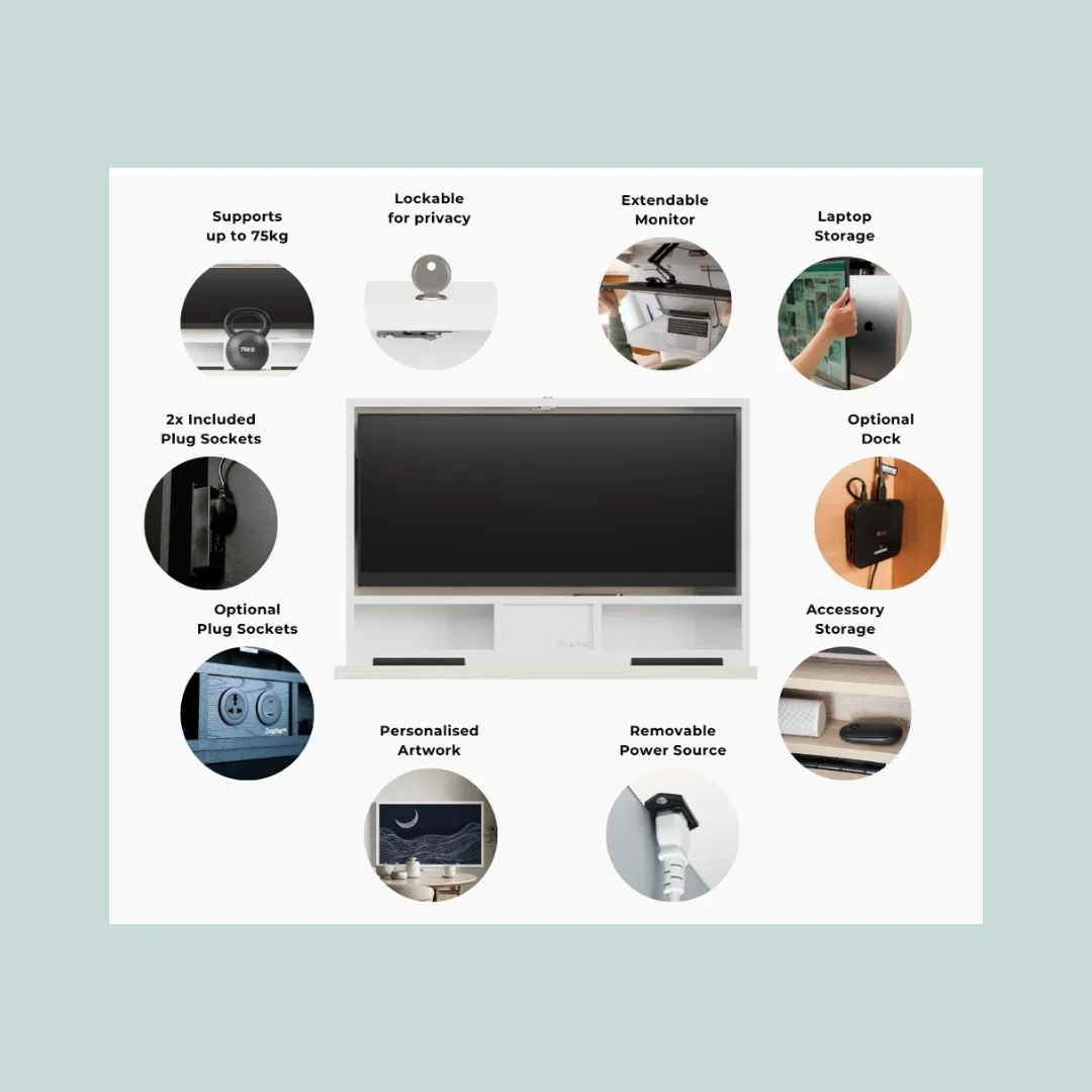 Bureau Mural Rabattable – Gain de Place, Rangements Intégrés