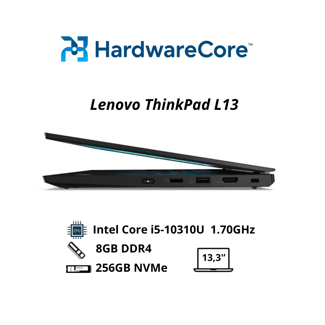 Lenovo ThinkPad L13 – Intel Core i5-10310U | 8GB RAM DDR4 | 256GB SSD NVMe | Windows 10 Pro | Écran 13.3