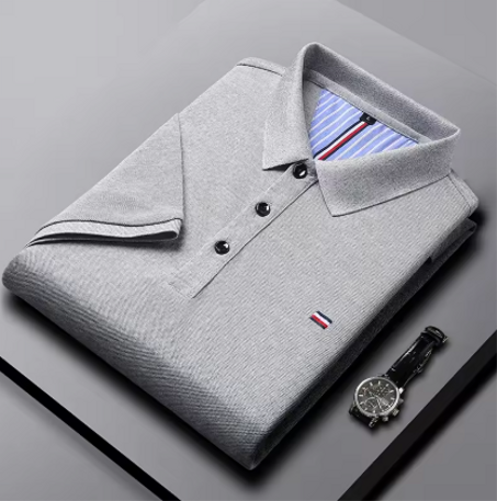 قميص بولو رجالي كاجوال مريح قابل للتهوية ومطرز للعمل والترفيه