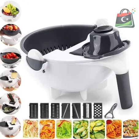 قطاعة خضراوات متعددة الوظائف 9 في 1 مع سلة تصفية