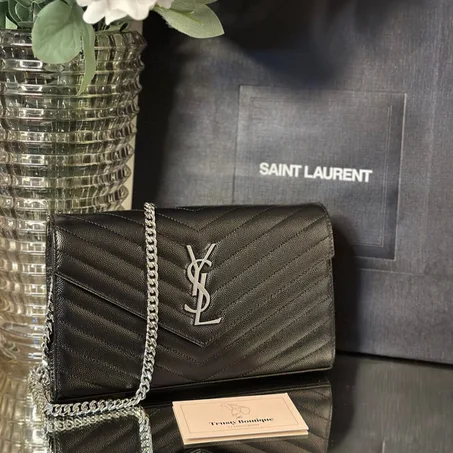 YSL Monogram chain wallet Silver Hardware