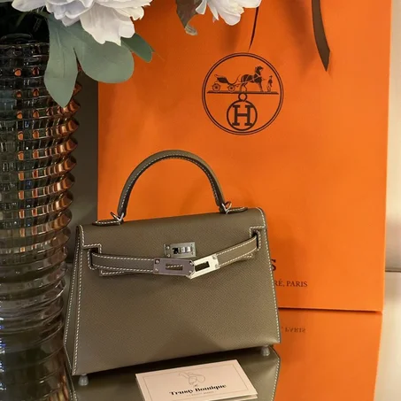 Hermès Étoupe Epsom Sellier Mini Kelly 20 II Palladium Hardware