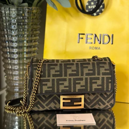 Fendi Baguette Chain Midi Jacquard FF fabric bag