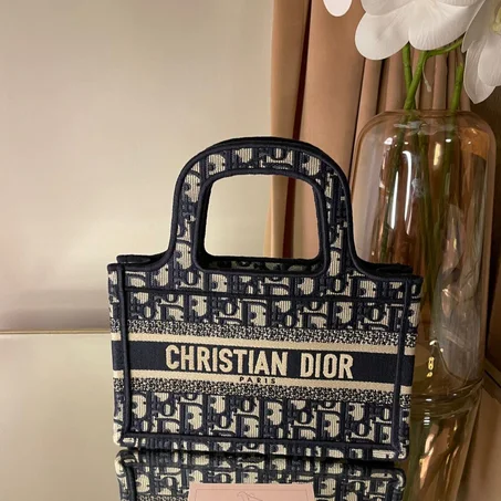 MINI BLUE JACQUARD DIOR BOOK TOTE BAG
