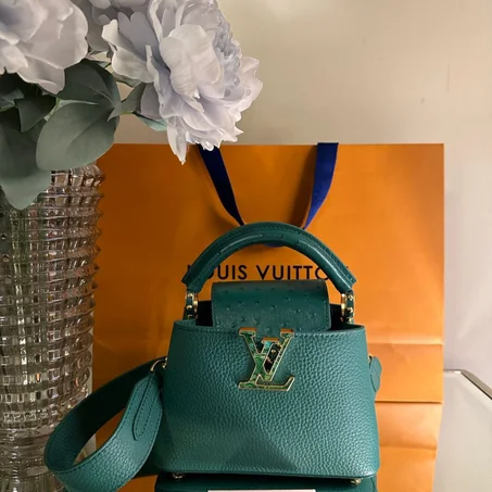 Green Ostrich Mini Capucines LV