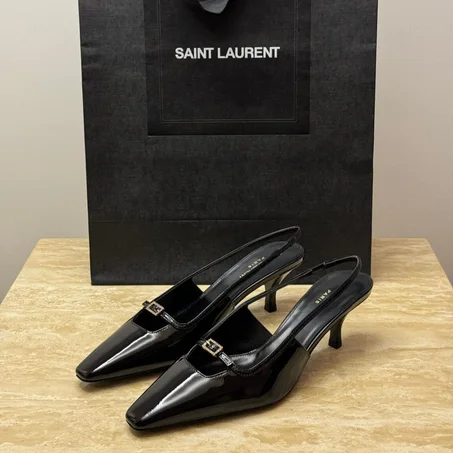 YSL Blade Slingback Pumps in Patent Leather