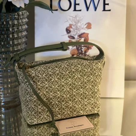 LOEWE Cubi Anagram small leather-trimmed logo-jacquard tote