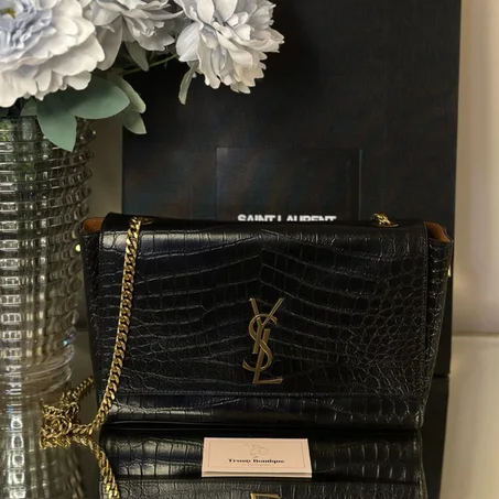 YSL REVERSIBLE KATE IN CROCODILE-EMBOSSED LEATHER