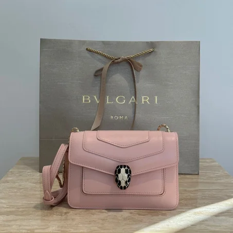 BVLGARI Pink Leather Serpenti Forever Cross-Body Bag