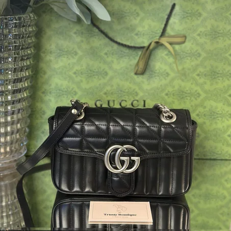 Gucci Mini Black & Silver GG Marmont