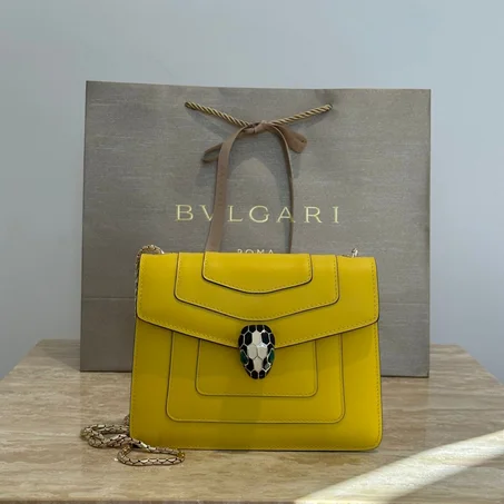 BVLGARI Yellow Leather Serpenti Forever Cross-Body Bag