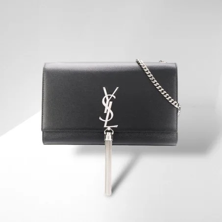 SMALL KATE TASSEL IN GRAIN DE POUDRE EMBOSSED LEATHER PALLADIUM HARDWARE