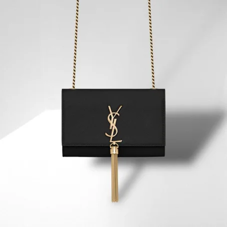 SMALL KATE TASSEL IN GRAIN DE POUDRE EMBOSSED LEATHER GOLD HARDWARE