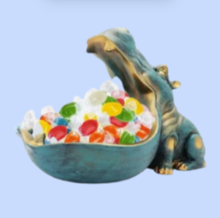 وعاء حلوى بتصميم فرس النهر