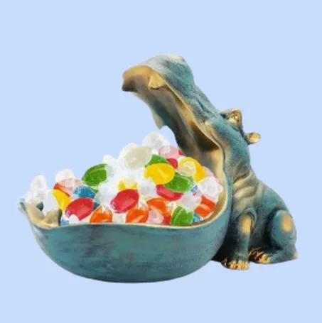 وعاء حلوى بتصميم فرس النهر