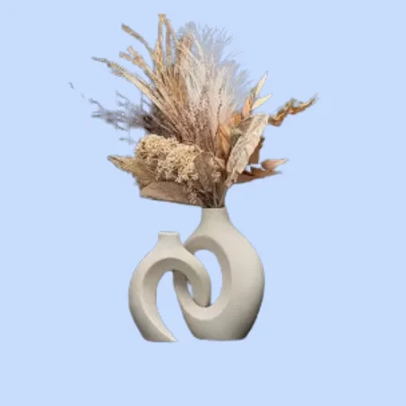 مزهرية من السيراميك الأبيض لديكور المنزل