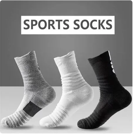 3 Pairs of Men's Sports Breathable Socks.