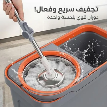 Spin Mop Double Bac Inox avec 2 Têtes Microfibre