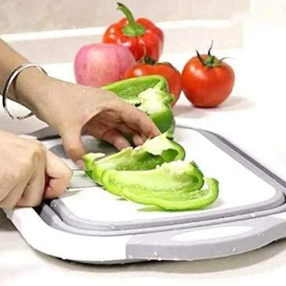 لوح تقطيع من السيليكون متعدد الوظائف وقابل للطي