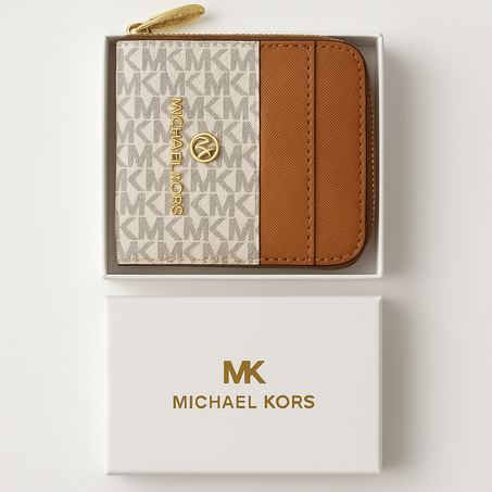 Michael Kors – Porte-Monnaie Blanc & Marron Chic