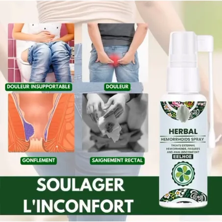 Herbal Hémorroïdes Spray - Traitement des hémorroïdes interne et externe, soulagement de la douleur et soulage les brûlures, les démangeaisons, sans effet secondaire et très efficace