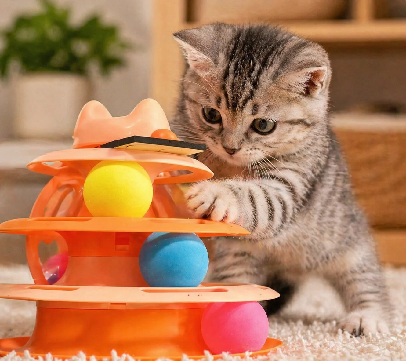 PlayCat Tower – Jouet Interactif à Balles pour Chat