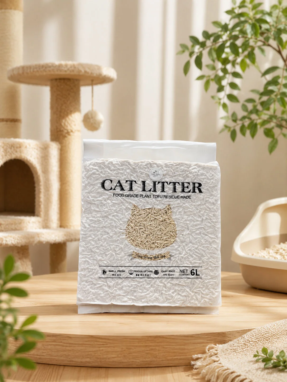 Litière Tofu Premium 6L – Naturelle & Ultra Absorbante