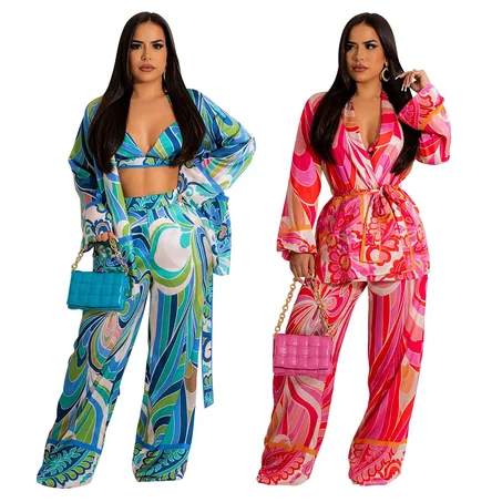 Sexy loose three-piece wide leg lingerie set