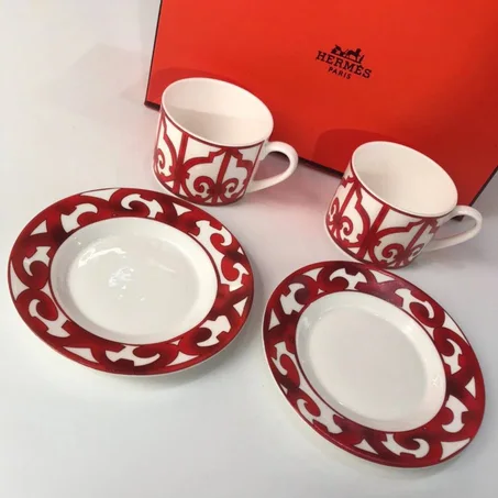 Hermes Guadalquivir Red Tea Cup Saucer Tableware set Ornament Coffee