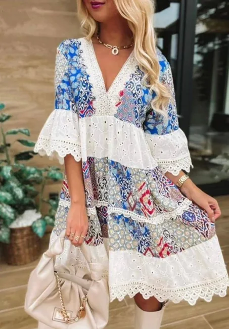 A colorful summer dress in a beautiful and elegant artistic way