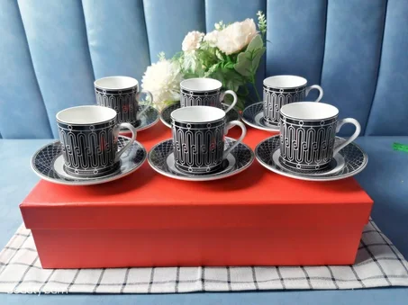 A set of cups and 6 saucers made of ceramic