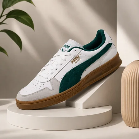 حذاء Puma Indoor الأصلي - أبيض مع أخضر ونعل مطاطي