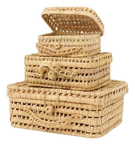 سلة خوص دوم مصنوعة يدويًا