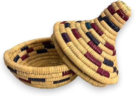 سلال الخوص - سلة فواكه المطبخ - صندوق خبز الخوص - صينية مركزية مزخرفة - سلة تخزين مصنوعة يدويًا 30 سنتيم