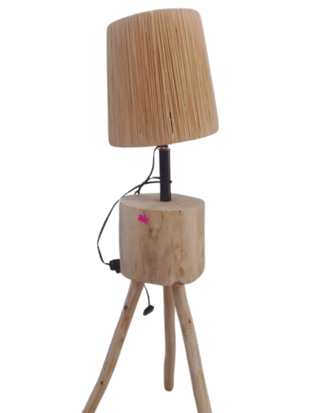 مصباح طاولة أصلي ارتفاع 55 سم من خشب الساج من عشب البحر الطبيعي من خشب الساج