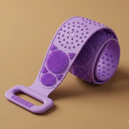 حزام الاستحمام المصنوع من السيليكون - لتقشير وتنظيف الظهر والجسم بسهولة