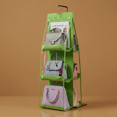 منظم حقائب اليد المعلق - 6 جيوب شفافة لحماية وتخزين الحقائب