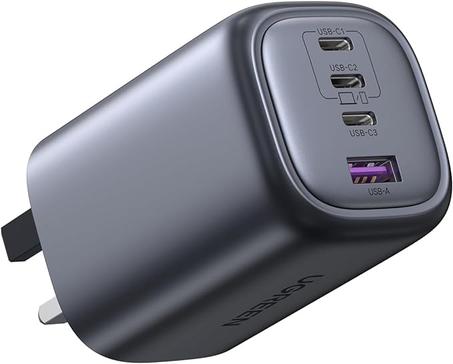 شاحن USB النوع سي مع 4 منافذ 65 واط كابل 100 من سي، لابتوب قابل للطي، حائط متوافق ماك بوك برو/ اير، اتش بي/ ديل/ لينوفو، ايفون 15 14، جالكسي S24/ S23، وغيرهم، يوجرين