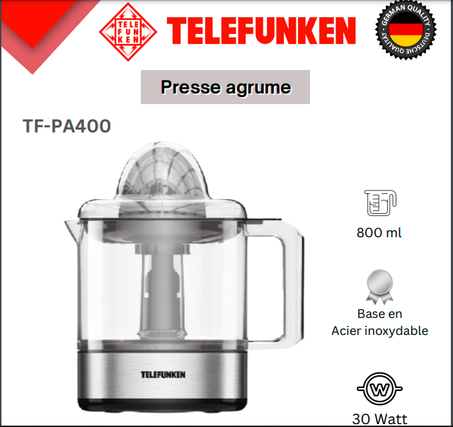 Telefunken Presse Orange agrumes Mellerwaer corps en acier inoxydable 800ml Big reamer