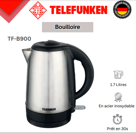 Telefunken DesignLine bouilloire électrique en acier inoxydable 1,7L 2400w socle 360°