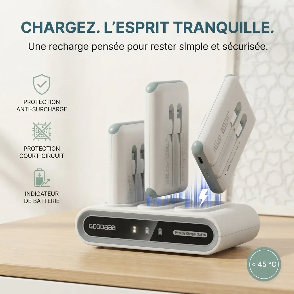 Powerbank Familiale 3-en-1 — Station de Charge avec 3 power-bank