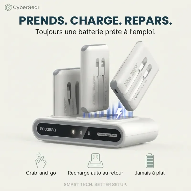 Powerbank Familiale 3-en-1 — Station de Charge avec 3 power-bank