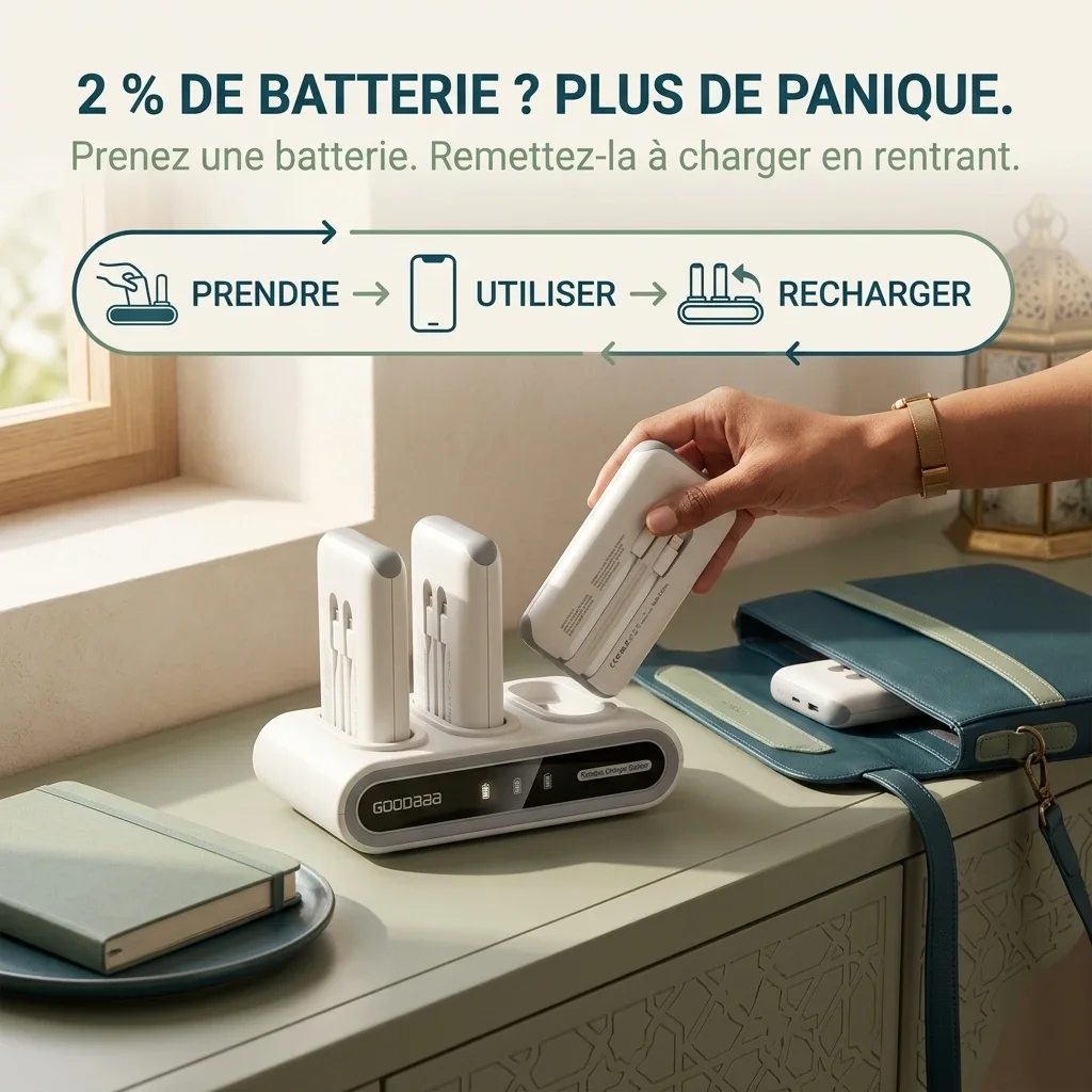 Powerbank Familiale 3-en-1 — Station de Charge avec 3 power-bank