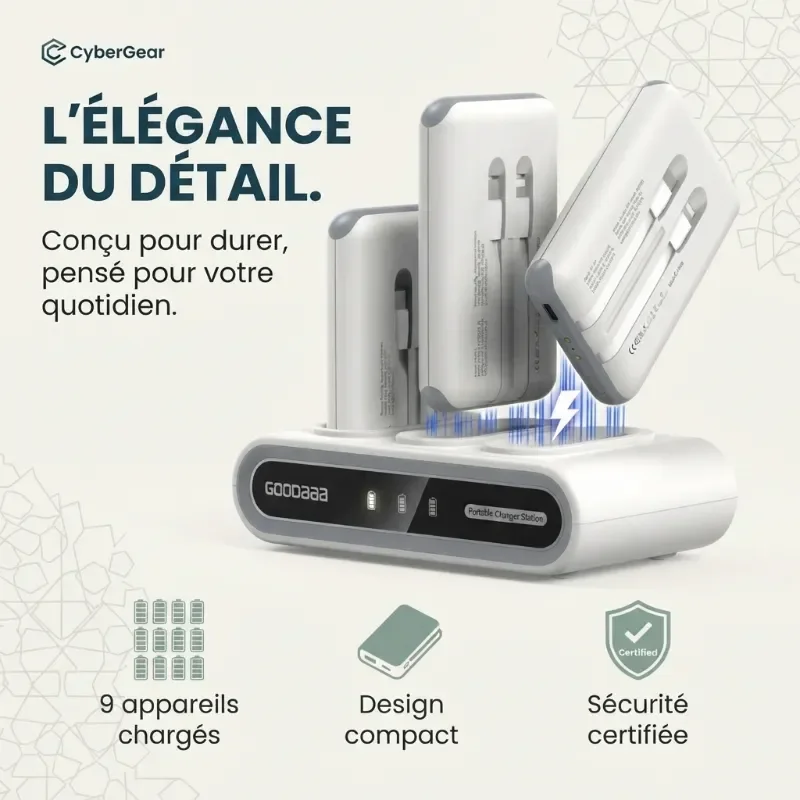 Powerbank Familiale 3-en-1 — Station de Charge avec 3 power-bank