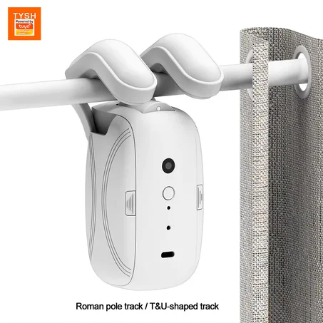روبوت ستائر ذكي لاسلكي يعمل بتقنية الواي فاي والبلوتوث من TYSH Tuya، مزود بخاصية فتح الستائر التلقائية والتحكم الصوتي، متوافق مع Alexa وGoogle Home