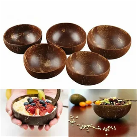 مجموعة وعاء جوز الهند الطبيعي