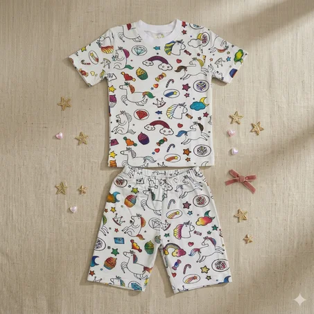 Pyjama à Colorier 🦄 Modèle Licorne