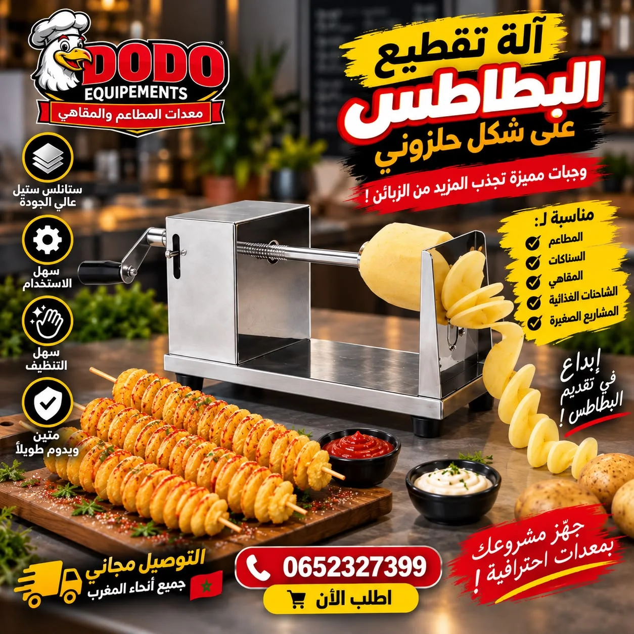 � آلة تقطيع البطاطس الحلزونية الاحترافية –