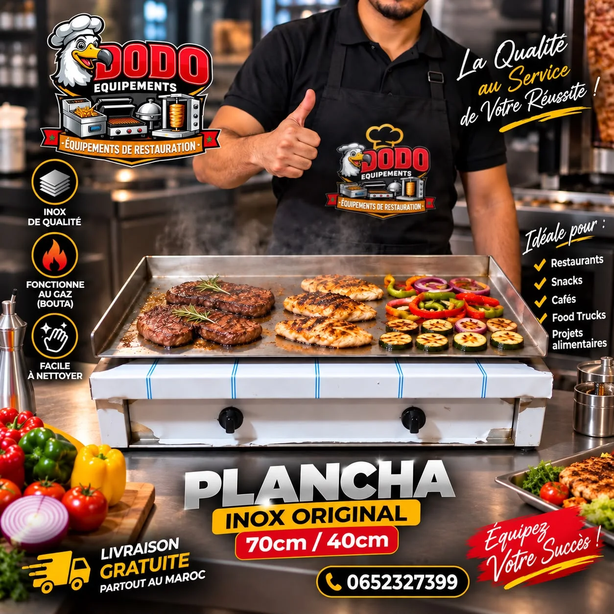 🔥 PLANCHA INOX ORIGINAL 70×40cm — القوة والاحترافية لمشروعك!